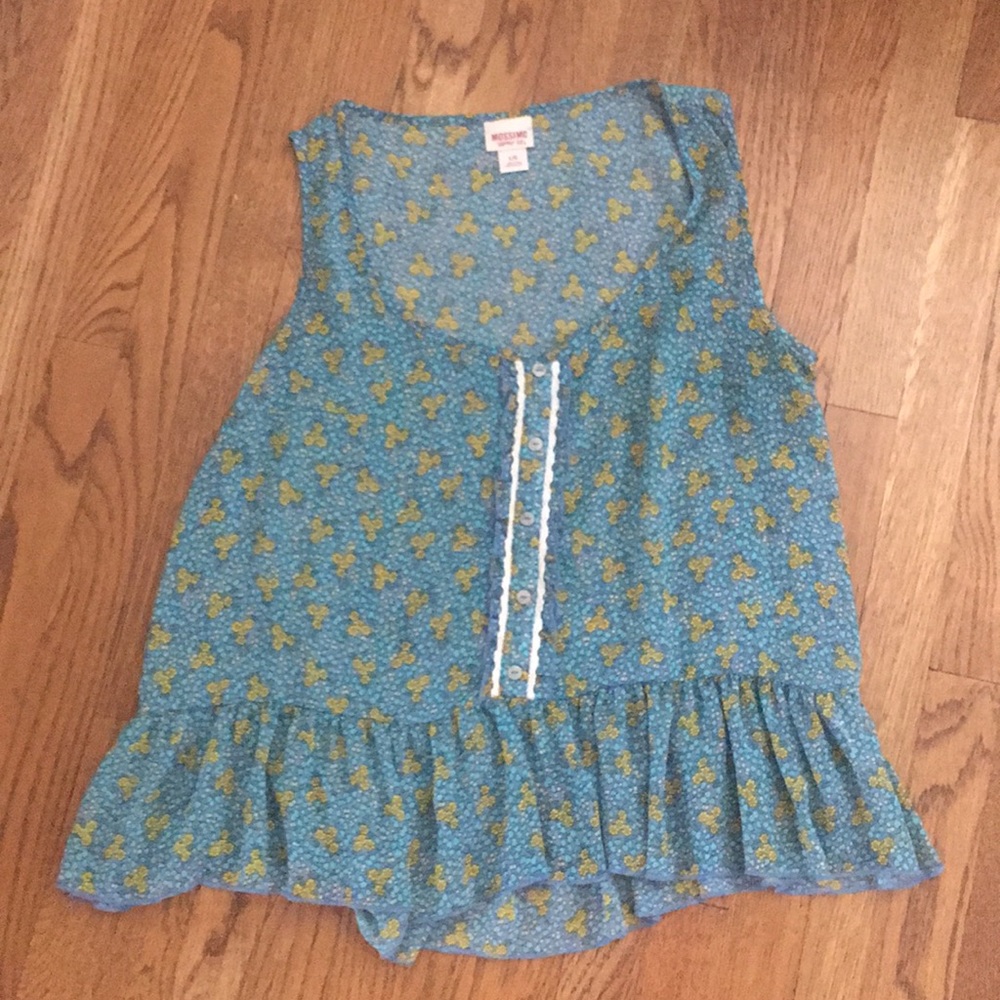 Blue flower baby doll blouse